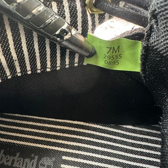 Timberland Oakwell 7 Eye Moc-Toe Boots Men's Size 7 Black Leather Gold Emblem - Picture 8 of 9